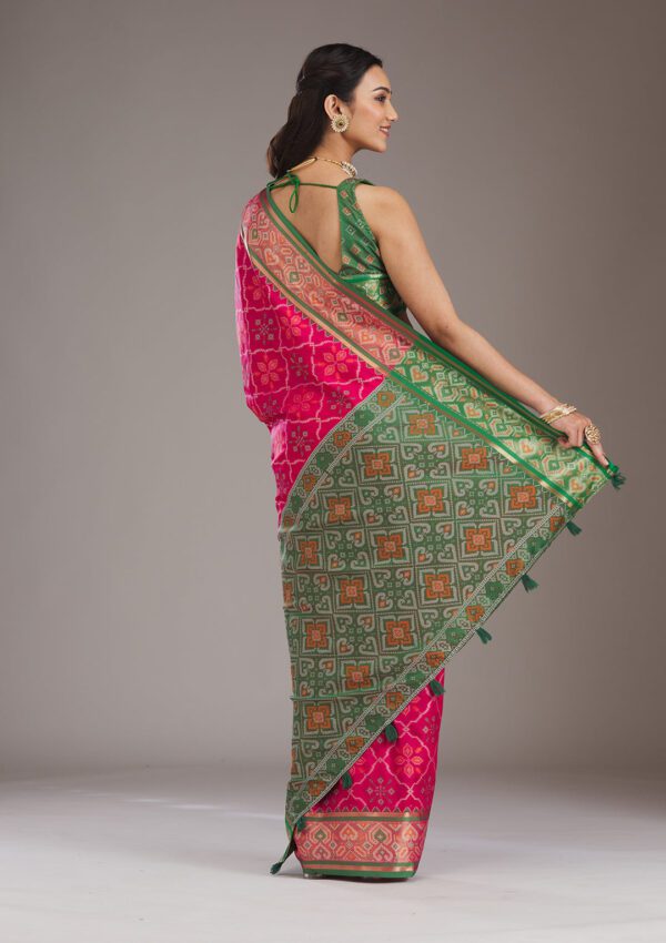Pink Threadwork Art Silk Saree - Image 5