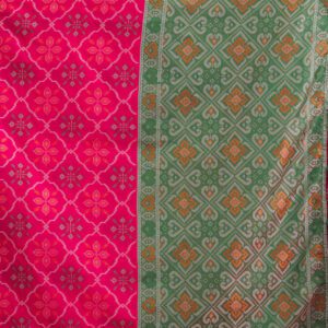 Pink Threadwork Art Silk Saree