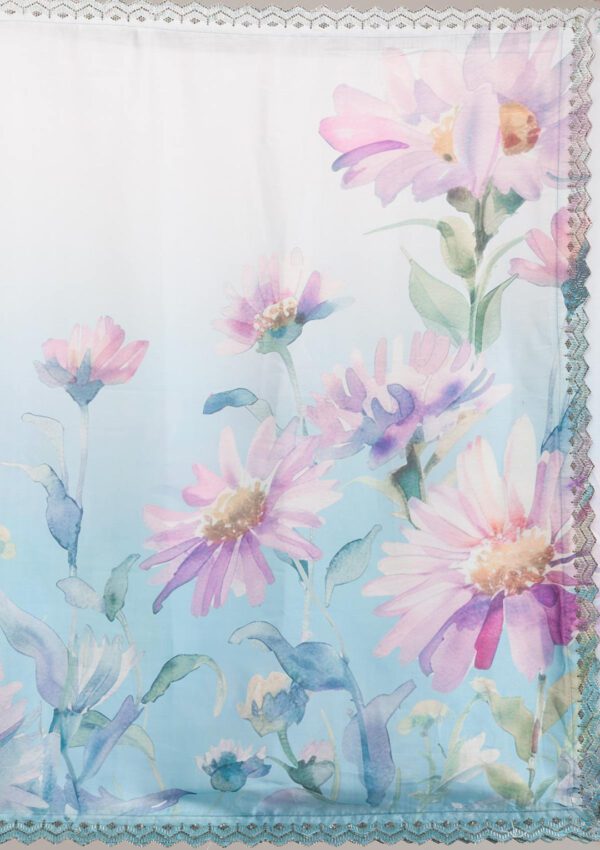 Sky Blue Stonework Satin Saree - Image 9