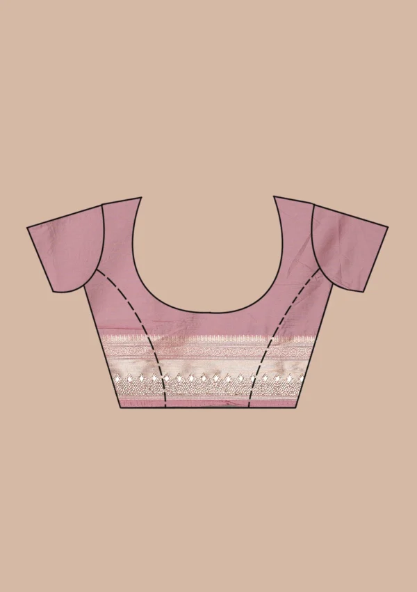 Onion Pink Mirrorwork Silk Saree - Image 3