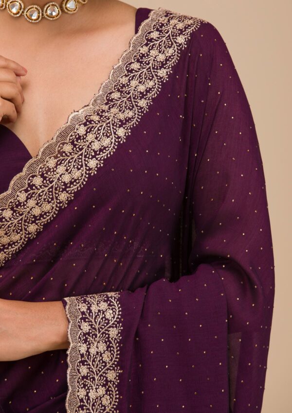 Purple Zariwork Soft Silk Saree - Image 2